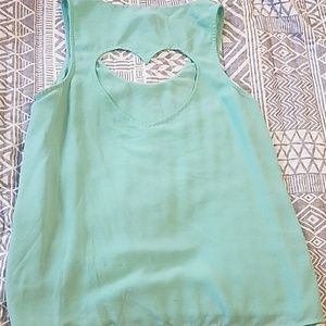 teal blue tank top from rue21. heart cut out